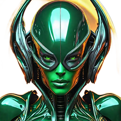 naked dark green nipples big boobs Greenskinned female type alien clothed metalic Grey high glossy c 3610529987